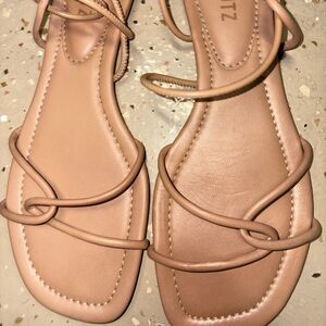 SCHUTZ Blush Nude Strappy Square-Toe Sandals